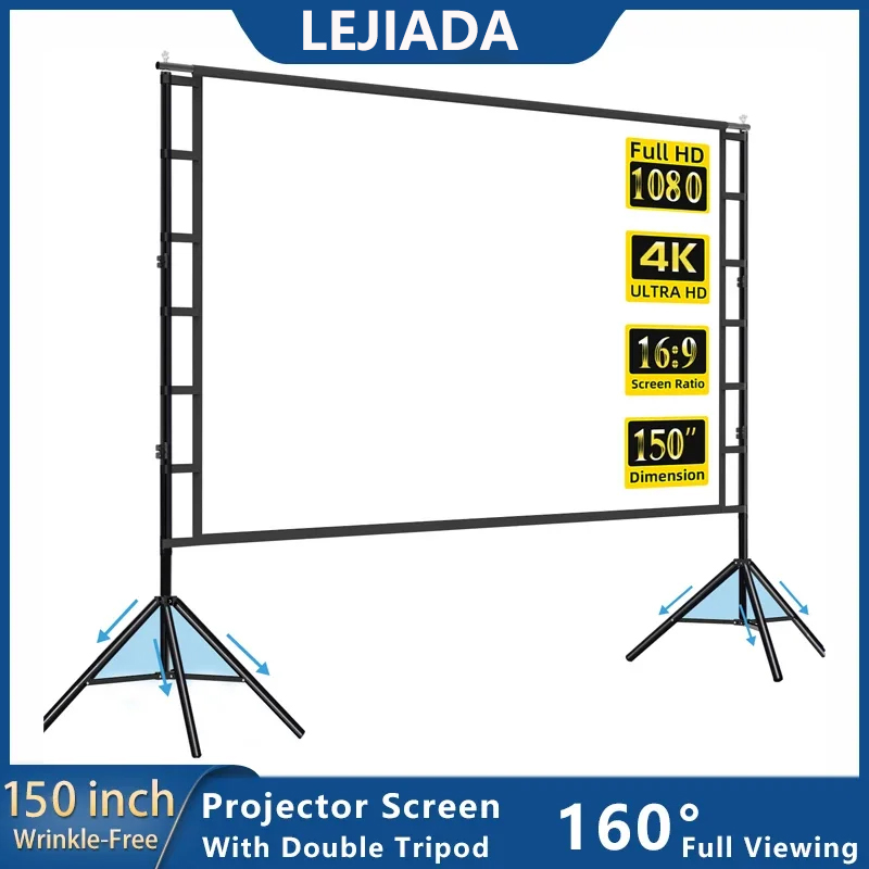 Home Cinema Blanc - Экран-проектор LEJIADA с подставкой, 60-150 дюйма,