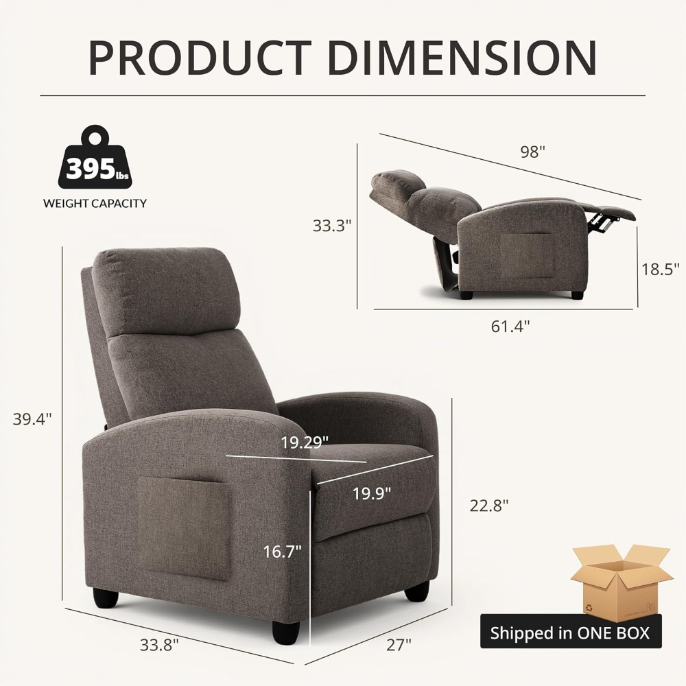 Home Cinema Chairs - Современное кресло-реклайнер с ручным механизмом откидывания,