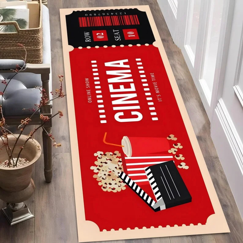 Home Cinema Tickets - Винтажный ковер с кинотематикой, ретро-дизайн, коврик