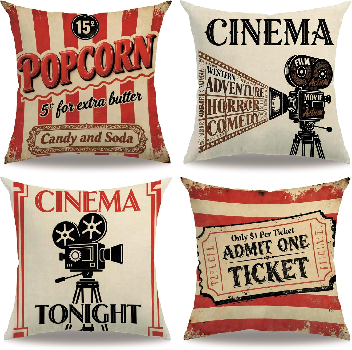 Набор из 4 винтажных чехлов дл – обзор и цена Home Cinema Tickets