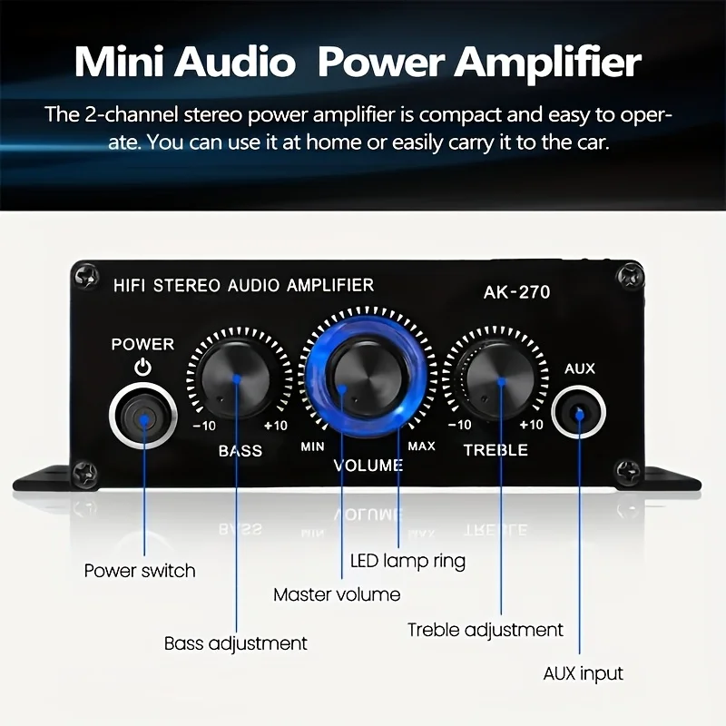 Мини-усилитель мощности AK-270 – обзор и цена Home Cinema Amplifier